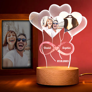 Anniversary Gifts For Couple, Personalized Led Night Light Wood Base, Valentine's Day Gifts - Led Night Light - GoDuckee