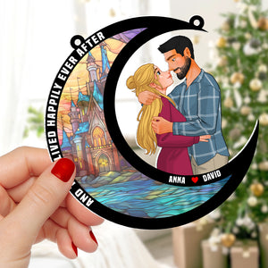 Personalized Gifts For Couple Suncatcher Ornament 04natn290724da Romantic Couple In The Castle - Ornament - GoDuckee