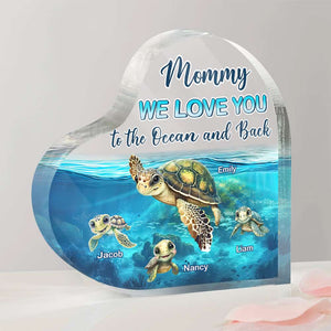 Turtle Mom Personalized Gifts For Mom Heart Plaque We Love You To The Ocean And Back - Shaped Plaques - GoDuckee