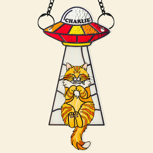 Funny Cat UFO Suncatcher Ornament Personalized Gifts For Cat Lovers 04NADT060625 - Ornament - GoDuckee