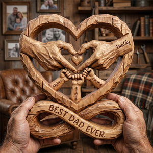 Dad Fist Bump Heart Plaque, Personalized Gifts For Dads 02QHDH140526 - Shaped Plaques - GoDuckee