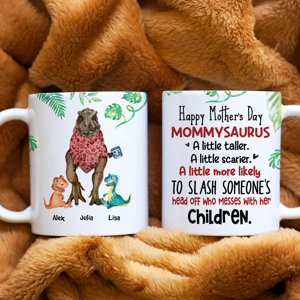 Mommysaurus, Gift For Mom, Personalized Mug, Dinosaur Mom And Kid Mug, Mother's Day Gift - Coffee Mug - GoDuckee