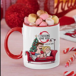 Personalized Gift for Couple, Naughty Couple On Sofa Christmas Coffee Mug 04toqn031024hh - Coffee Mug - GoDuckee