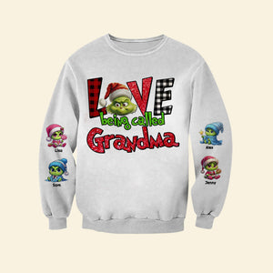 Personalized Gifts For Grandma 3D Shirt, Christmas Cute Green Character 01NAMH310724 - AOP Products - GoDuckee