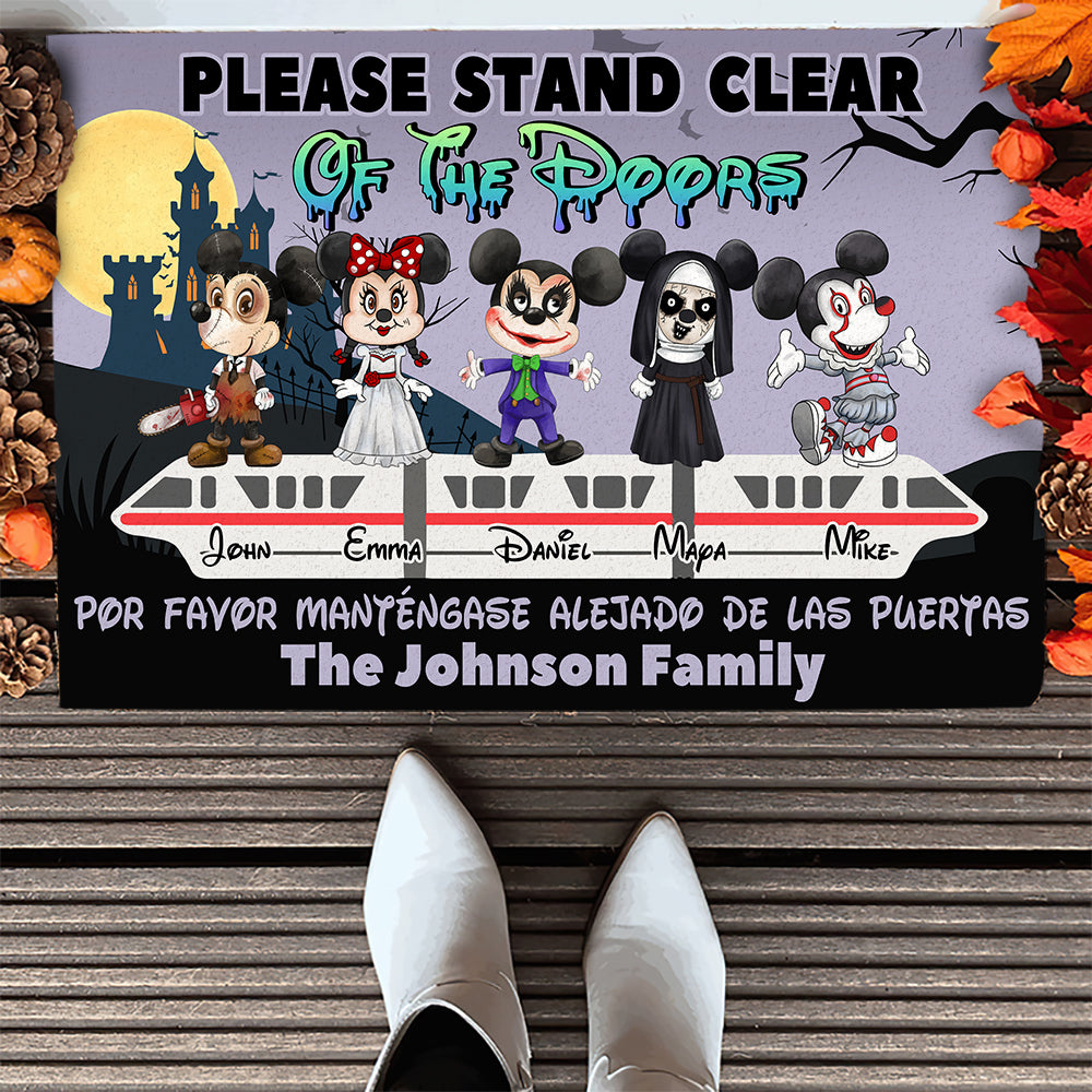 Please Stand Clear Of The Doors, Gift For Family, Personalized Doormat, Spooky Halloween Family Doormat, Halloween Gift 04QHHN100723HH - Doormat - GoDuckee