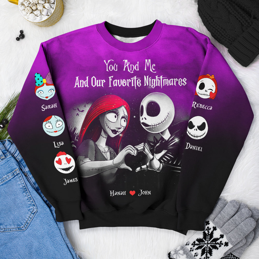 You And Me And Our Favorite Nightmares, Couple Gifts, Personalized Shirt, Horror Kids Shirt, Halloween Gift 01OHHN230923 - AOP Products - GoDuckee