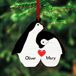 Personalized Gifts For Couple, Christmas Penguin Wood Ornament 02NATN210924 - Ornament - GoDuckee