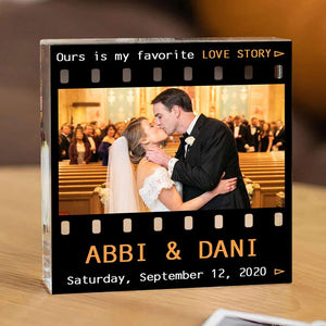 Personalized Gifts For Couple Custom Shaped Acrylic Plaque Ours Is My Favorite Love Story - Decorative Plaques - GoDuckee