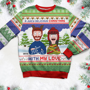 Personalized Gifts For Couple Ugly Sweater, Juicy Delicious Christmas 01tgqn291024hg - Ugly Christmas Sweater - GoDuckee