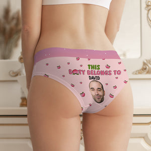 Custom Photo Gifts For Her Women's Brief This Booty Belongs To Funny Valentine's Gifts - Boxer Briefs - GoDuckee