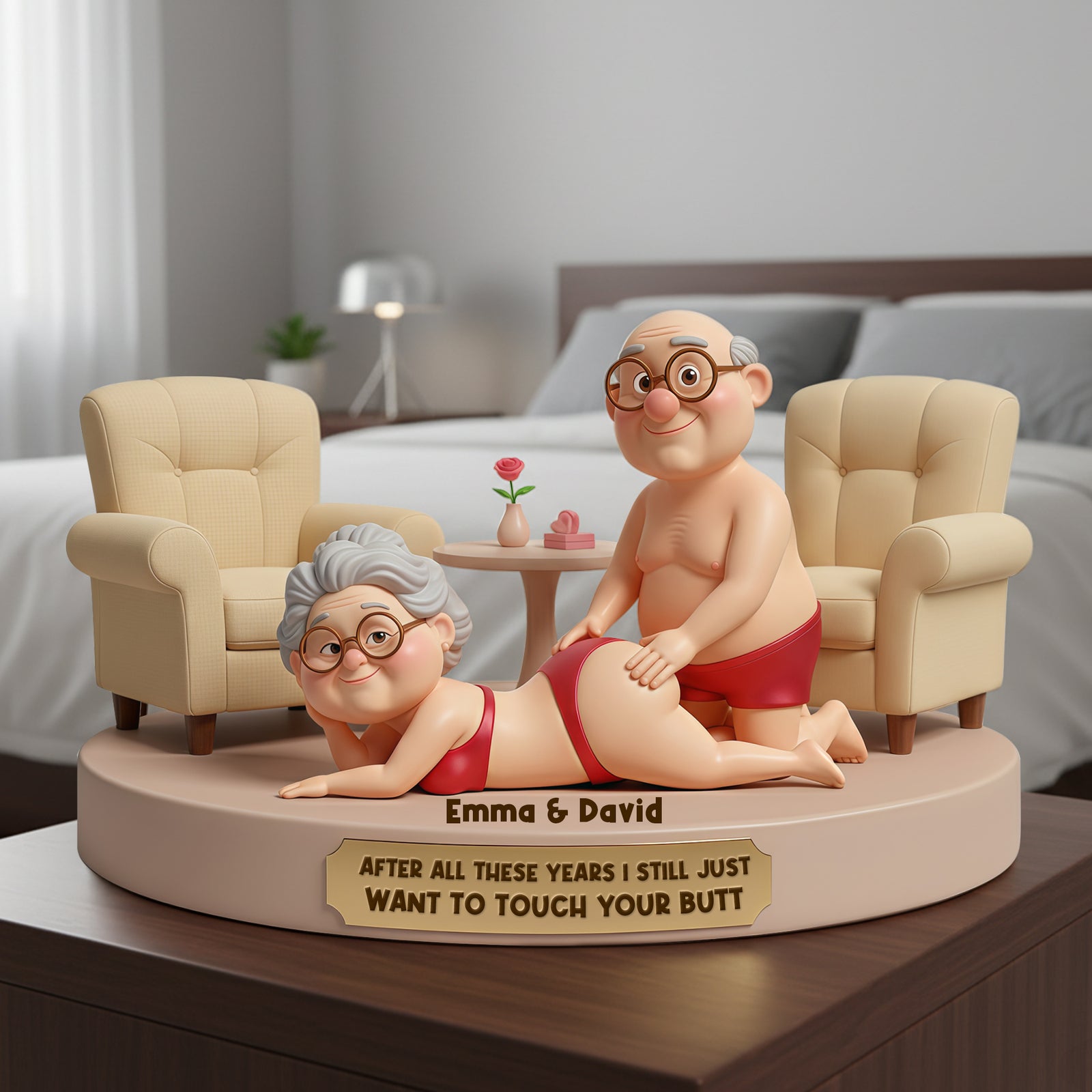Funny Old Couple Acrylic Plaque - Personalized Gifts For Couples 09OHLU281125 - Shaped Plaques - GoDuckee