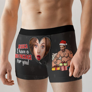 I Have A Big Package For You, Naughty Custom Photo Men Boxer Briefs, Christmas Gift For Couple - Boxer Briefs - GoDuckee