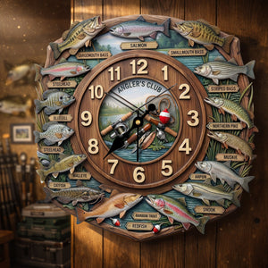 Fishing Lover Clock - Personalized Gifts For Fishing Lover Acrylic Hanging Wall Clock 01HULU250326 - Hanging Wall Clock - GoDuckee