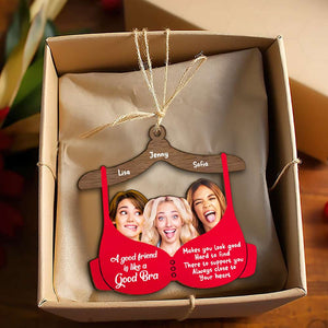 Custom Photo Gift For Friends, Funny Bra Wood Ornament Christmas 04OHMH081024 - Ornament - GoDuckee