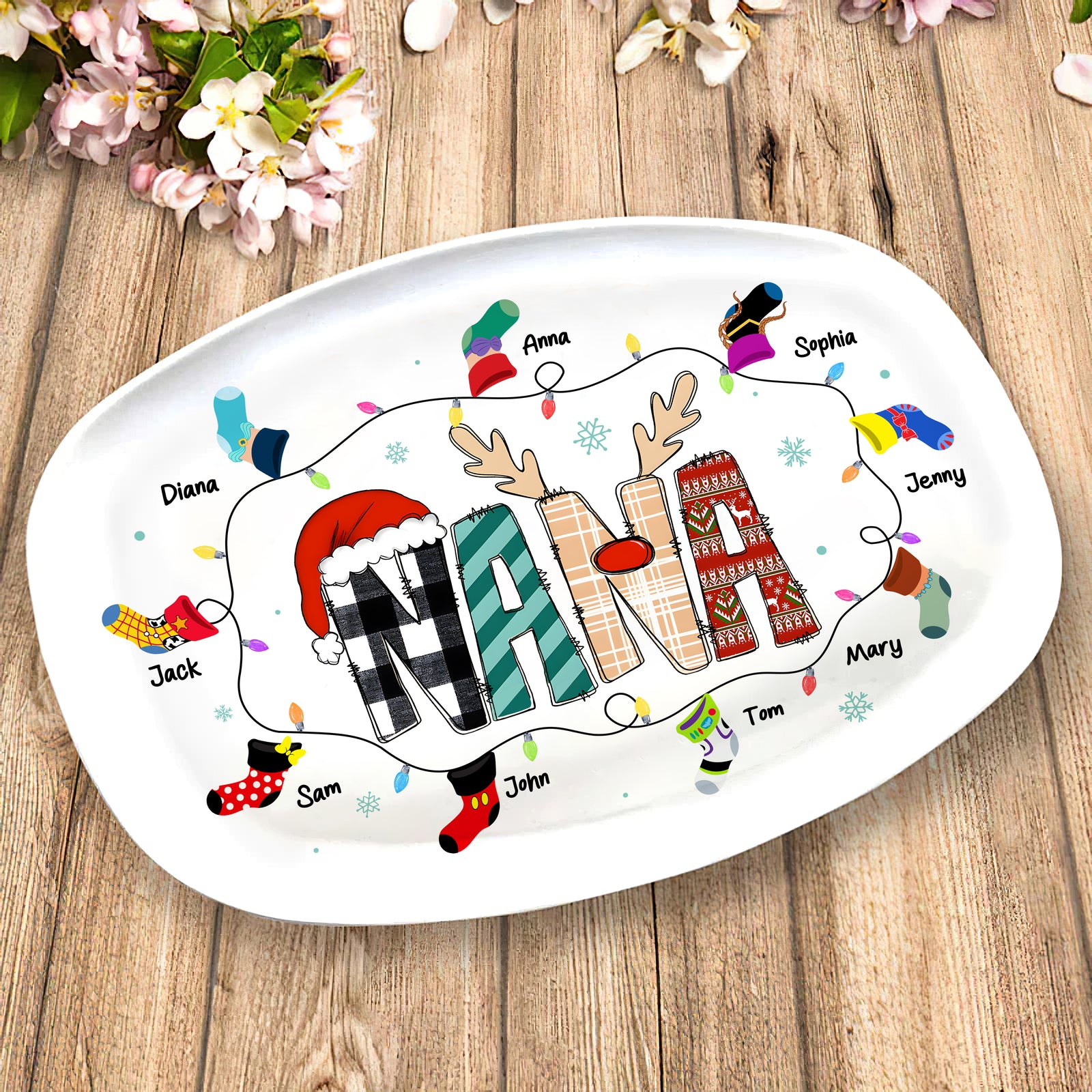 Happy Family Socks, Personalized Resin Plate, Gifts For Family 04NATN241023 - Resin Plate - GoDuckee