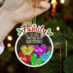 Personalized Christmas Gifts For Family, Family Is Tied Together With Heartstrings Ornament 02ACDT191024 - Ornament - GoDuckee