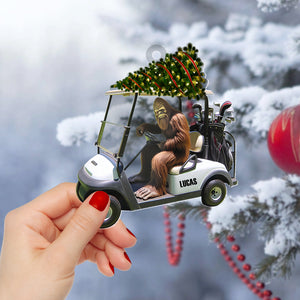 Personalized Gifts For Golfer Christmas Ornament, Bigfoot Riding Golf Cart 04QHTN240924 - Ornament - GoDuckee