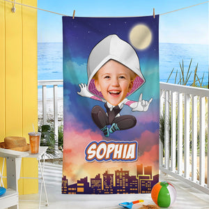 Custom Kid's Face Image, Personalized Beach Towel, Gift For Kid 02naqn130623 - Beach Towel - GoDuckee