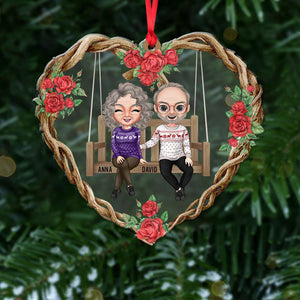 Gift For Couple, Personalized Ornament, Couple Wreath Custom Ornament, Christmas Gift - Ornament - GoDuckee