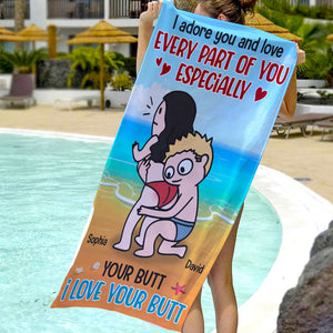 I Love Your Butt Funny Couple Personalized Beach Towel - Beach Towel - GoDuckee