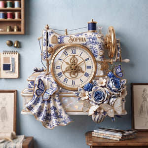 Floral Sewing Toile De Jouy Wall Clock Personalized Gifts 01PALU070826 - Hanging Wall Clock - GoDuckee
