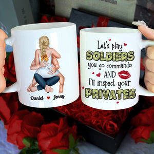 Let's Play Soldiers I''l Inspect Your Private, Couple Gift, Personalized Mug, Funny Couple Coffee Mug - Coffee Mug - GoDuckee