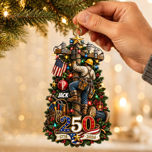 Proud American, Proud Lineman - America 250 Acrylic Ornament - Personalized Christmas Gift For Lineman 04nadt240826