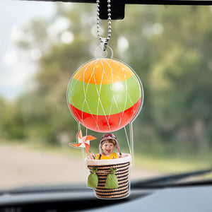 Custom Photo Gifts For Kids Car Ornament Balloon Basket Kid Face - Ornaments - GoDuckee