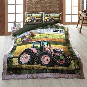 Personalized Gifts For Couple Tractor Quilt Bedding Set Special Line 01KADT150125 - Blanket - GoDuckee