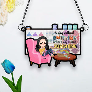 Personalized Gifts For Knitting Lovers Suncatcher 03KAMH300724HH - Ornament - GoDuckee