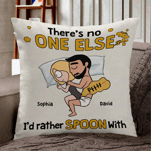 There's No One Else I'd Rather Spoon With - Personalized Pillow - Funny Gift For Couple - Pillow - GoDuckee
