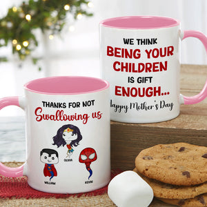 Personalized Gifts For Mom Coffee Mug Thanks For Not Swallowing Us 06NADT270324HA - Coffee Mugs - GoDuckee