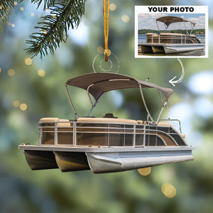 Custom Photo Gifts For Pontoon Lovers, Upload Pontoon Photo Christmas Ornament 64pgxx290824 - Ornament - GoDuckee