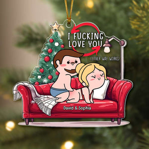 Personalized Gifts for Couple, Naughty Couple On Sofa Acrylic Ornament 02TOQN060824HH - Ornament - GoDuckee