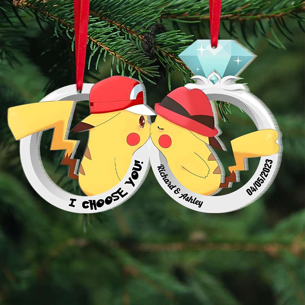 I Choose You, Set Of 2 Personalized Ornaments For Couple, Christmas Gift, Anniversary Gift Ideas 04OHHN171023 - Ornament - GoDuckee