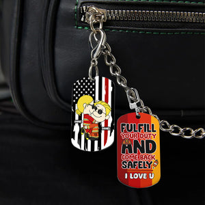 Personalized Gift For Firefighter Couple Keychain Stainless Steel 05TOLU150125HG - Keychains - GoDuckee