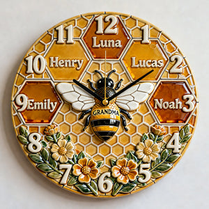 Grandma Bee Acrylic Hanging Wall Clock - Personalized Gifts For Grandma 04natn271225 - Hanging Wall Clock - GoDuckee