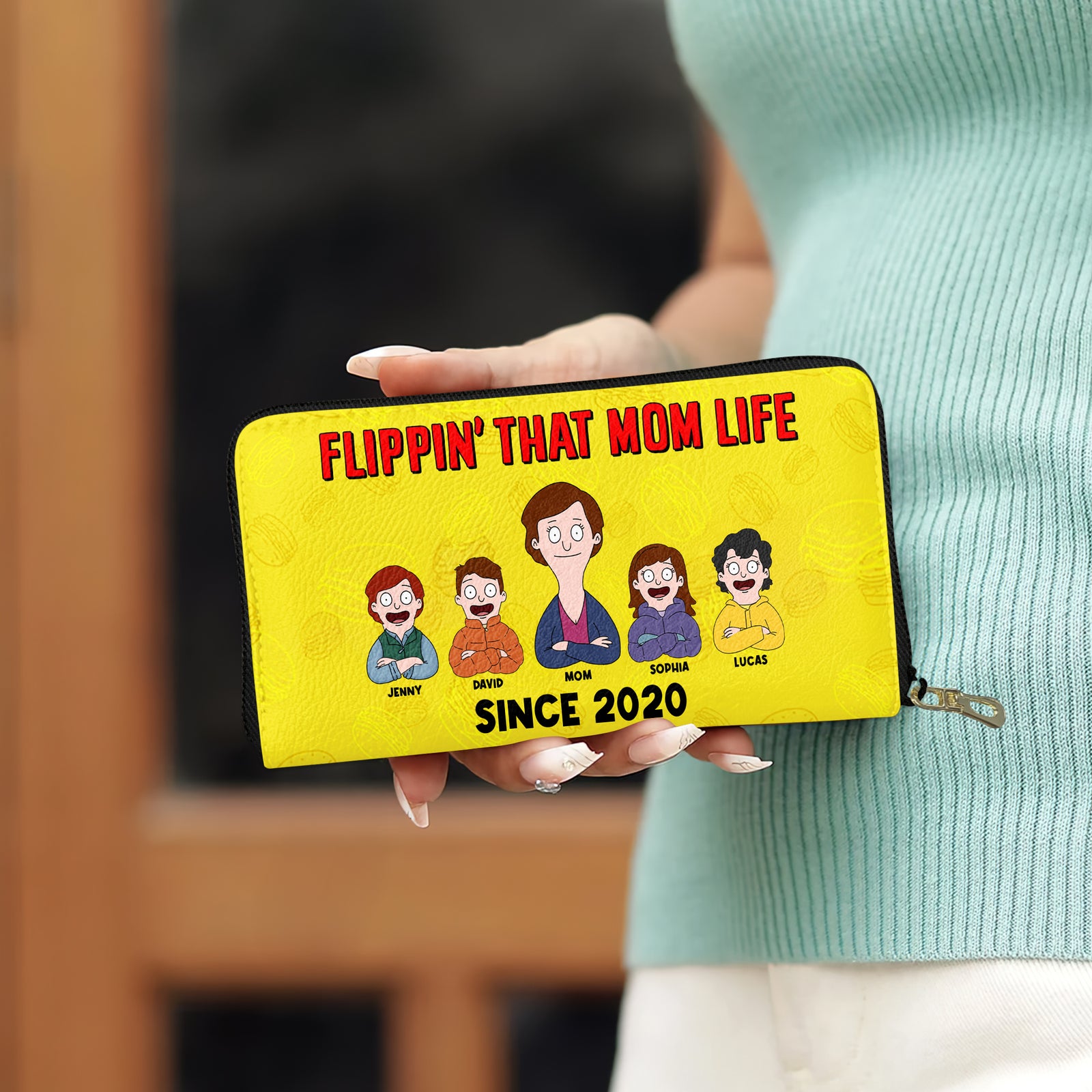 Personalized Gifts For Mom Leather Wallet 02totn120325hg Flippin' That Mom Life - Leather Wallet - GoDuckee