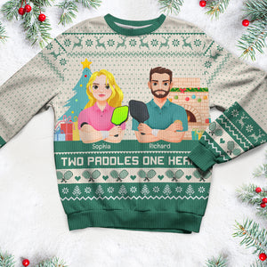 Personalized Christmas Gifts For Couple Love Pickleball Ugly Sweater 03XQQN221024PA - Ugly Christmas Sweater - GoDuckee