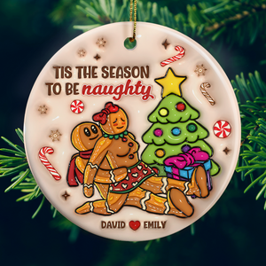 Personalized Gifts For Couple Gingerbread Naughty Ornament 01OHPU311024 - Ornament - GoDuckee