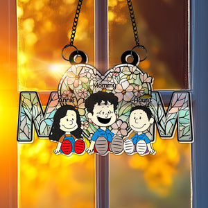 Personalized Gifts For Mom Suncatcher, Soft Vibrant Flower Hear Stained Glass Art 02QHLU270225PA - Ornament - GoDuckee