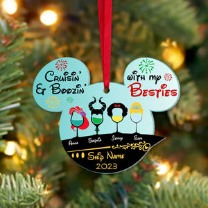 Gift For Cruising Friends, Cruisin' & Boozin' With My Besties Personalized Ornament 04QHTN031123 - Ornament - GoDuckee