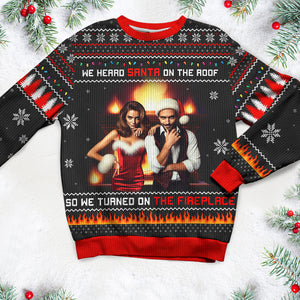 Custom Photo Gifts For Family Ugly Sweater, Turned On The Fireplace 05tgqn241024 - Ugly Christmas Sweater - GoDuckee