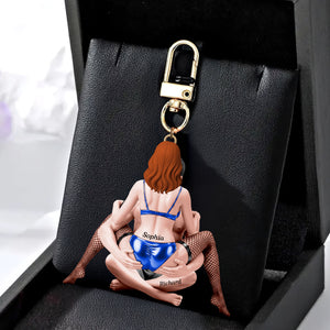 Cheeky Hugging Couple Acrylic Keychain - Personalized Gifts For Couples 05HUQN290126 - Keychains - GoDuckee