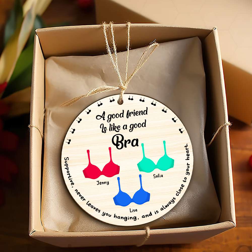 Personalized Gifts For Friends, Funny Bra Wood Ornament Christmas 03OHMH081024 - Ornament - GoDuckee