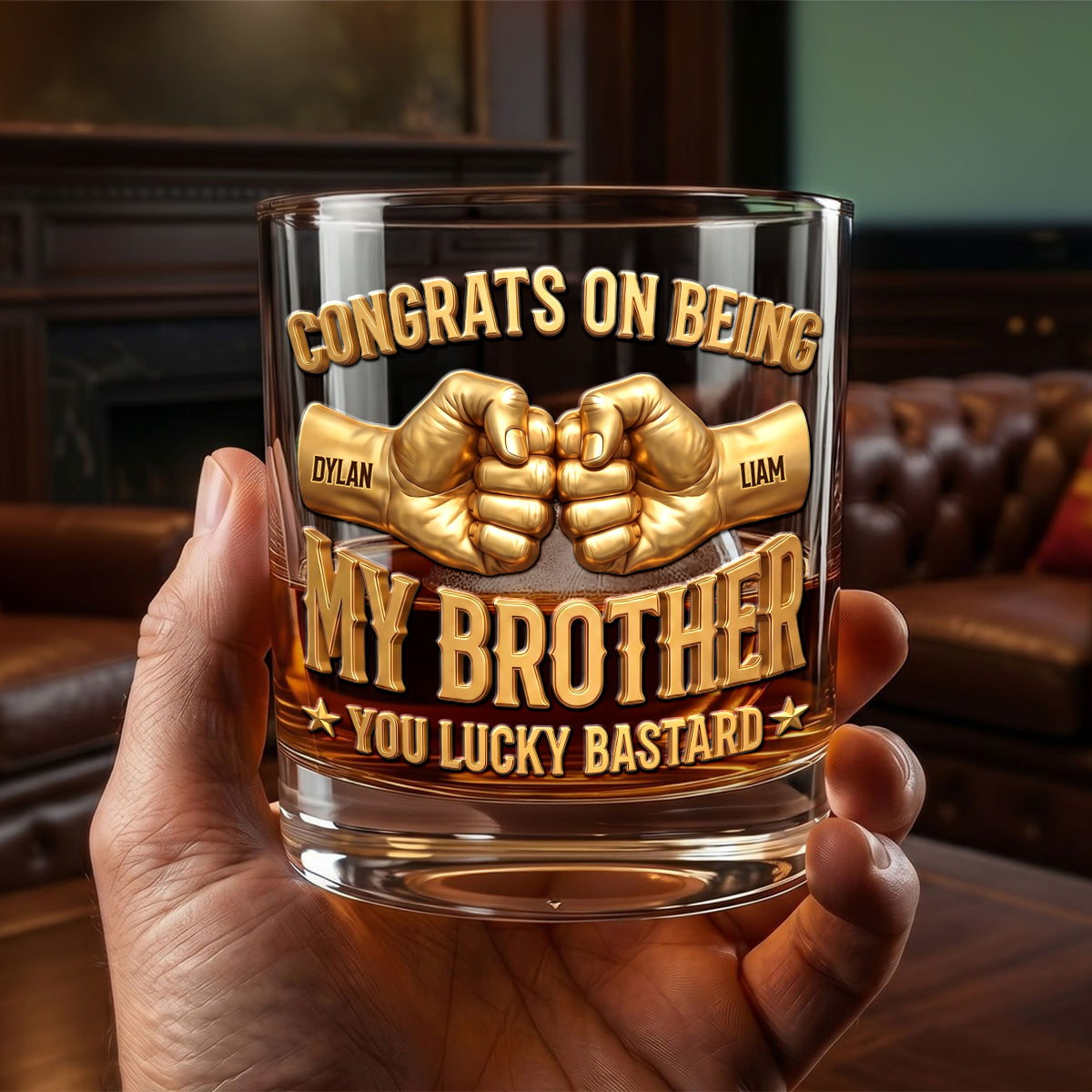 Brotherhood Fist Bump Round Glass Personalized Gifts For Brother 02HUDH040626 - Glass - GoDuckee