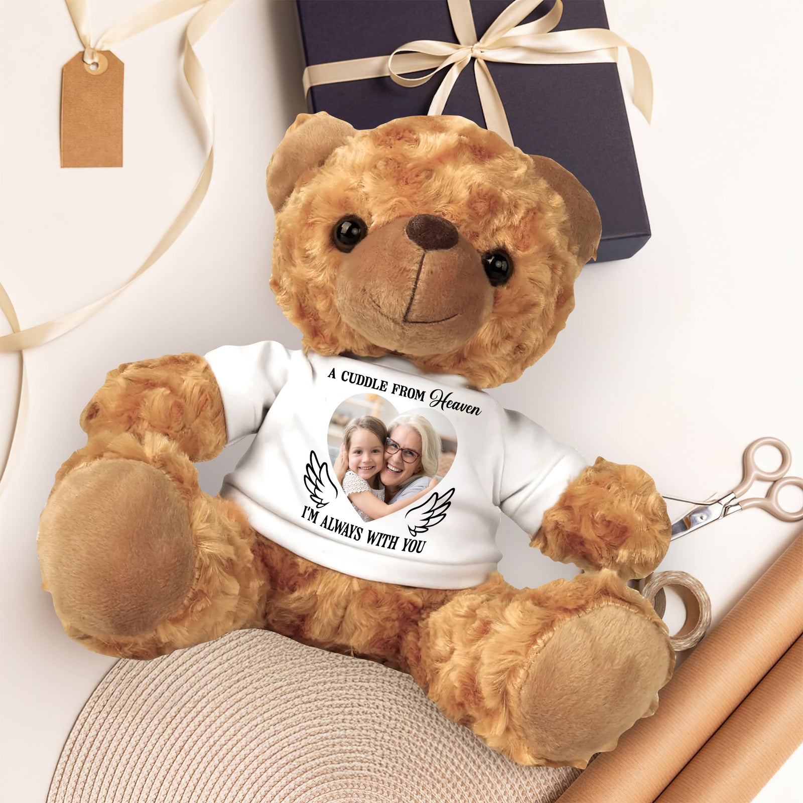 Custom Photo Gifts For Kids Bear With Shirt 03natn200225 A Cuddle From Heaven I'm Always With You - Bear - GoDuckee