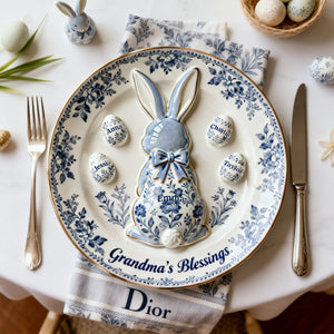 Grandma's Blessing Round Plate - Personalized Easter's Day Gift For Grandma 01NALU040226 - Ceramic Round Plate - GoDuckee