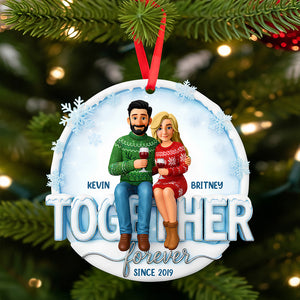 Couple Forever Christmas Ornament Personalized Gifts For Couple 01HUDT271025 - Ornament - GoDuckee