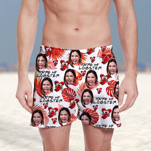 You're My Lobster-Custom Photo Couple Beach Shorts-Gift For Him/ Gift For Her- Couple Shorts - Beach Shorts - GoDuckee
